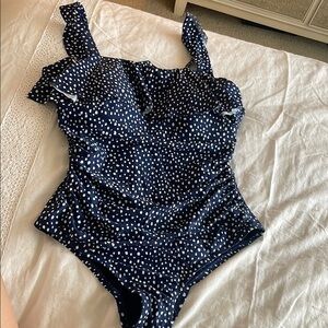 Navy Polka Dot One-Piece Swimsuit